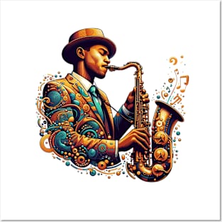Jazz Saxophone Player Posters and Art